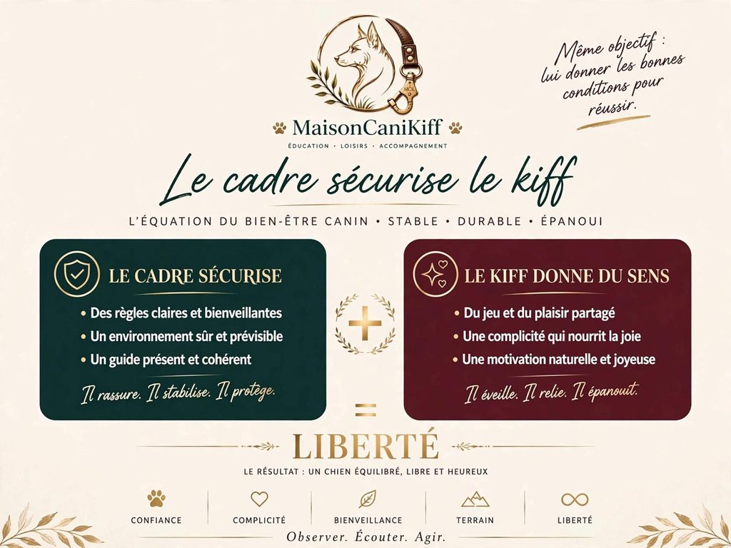 Le cadre sécurise le kiff, le kiff donne du sens au cadre - éducation canine Maison CaniKiff