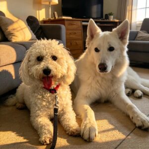 coton du Tuléar et berger blanc suisse ouverture deux chiens